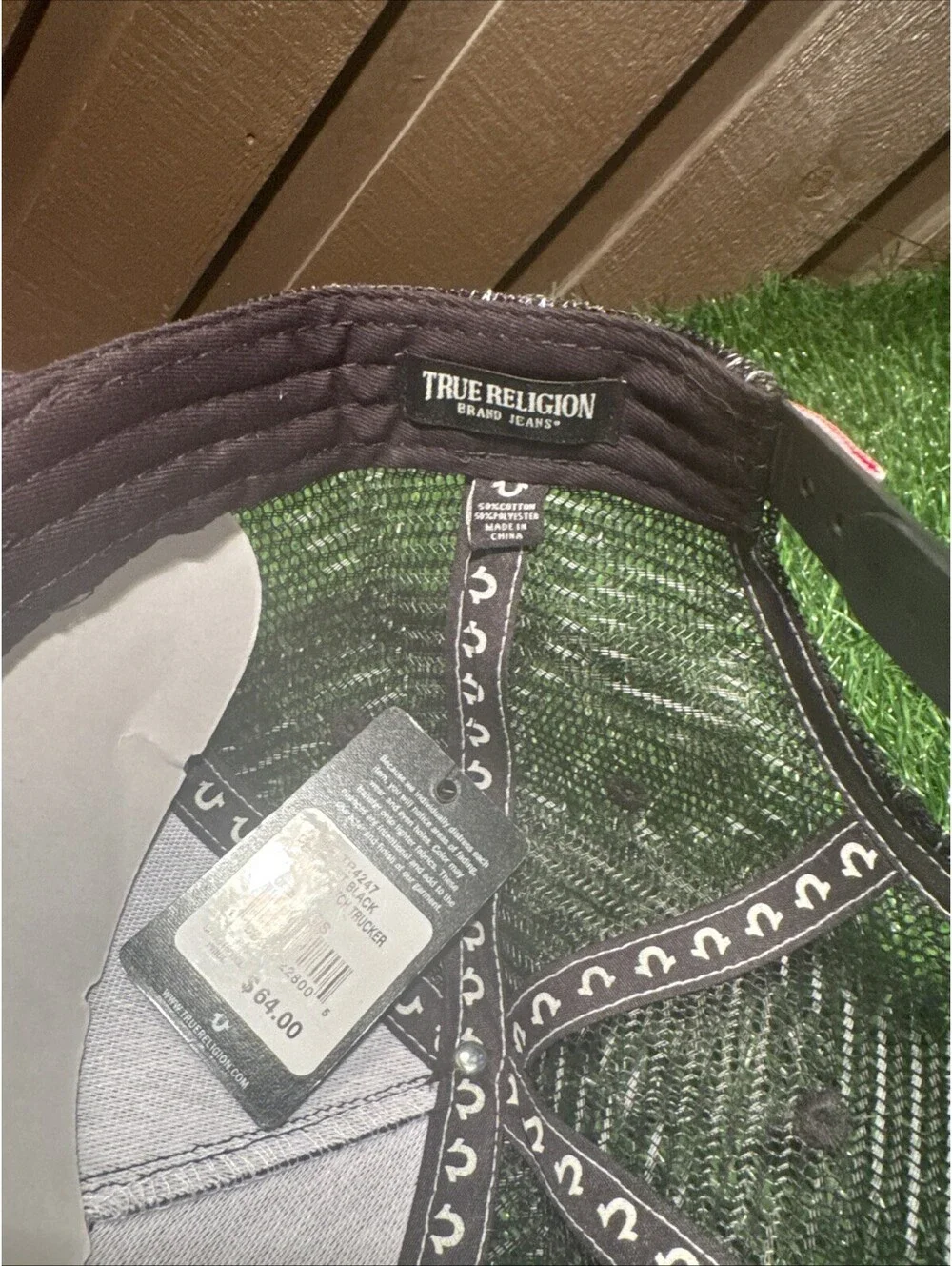 True Religion TR4247 Jet Black Multi Patch Trucker Hat Brand Jeans NWT MSRP $64